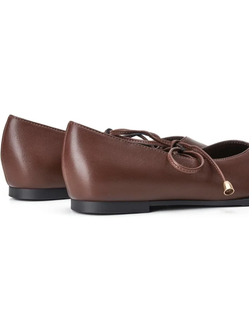 Women's Dark Brown Mary Jane Ballet Flats Square Toe Bow Comfort Dress Shoes